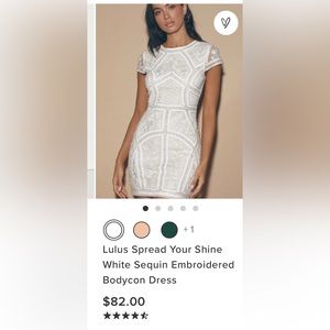 Lulu's White Sequin Embroidered Bodycon Dress